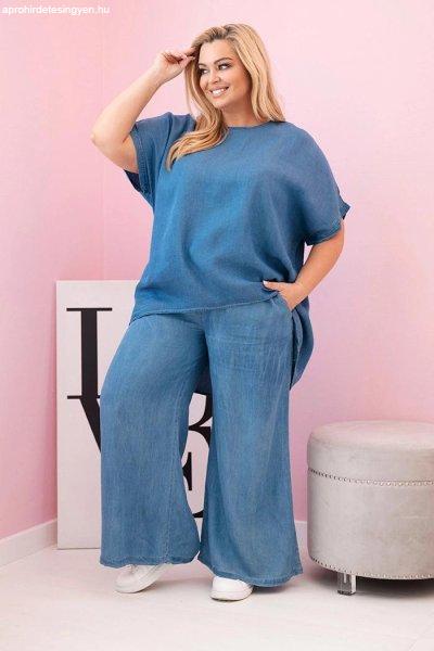 Tencel oversize szett, blúz és kötős nadrág, 51013-as modell, farmer
színben