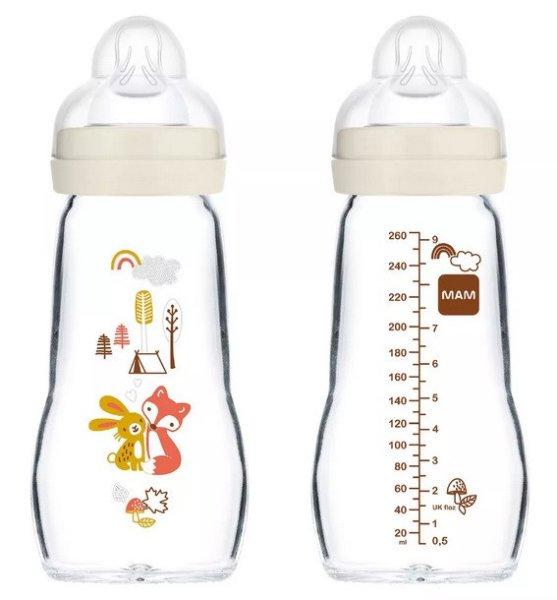 Mam Feel Good 260ml Premium üvegből készült cumisüveg 2+ róka és nyuszi
