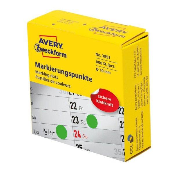 3851 Avery öntapadó jelölőpont adagoló dobozban - ZÖLD 10 mm