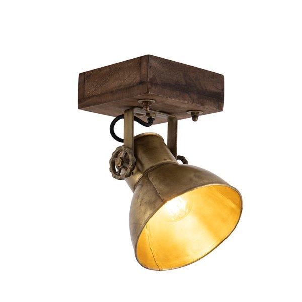 Okos mennyezeti spotlámpa bronz színben, fával, 18 cm, WiFi A60-nal - Mangoes