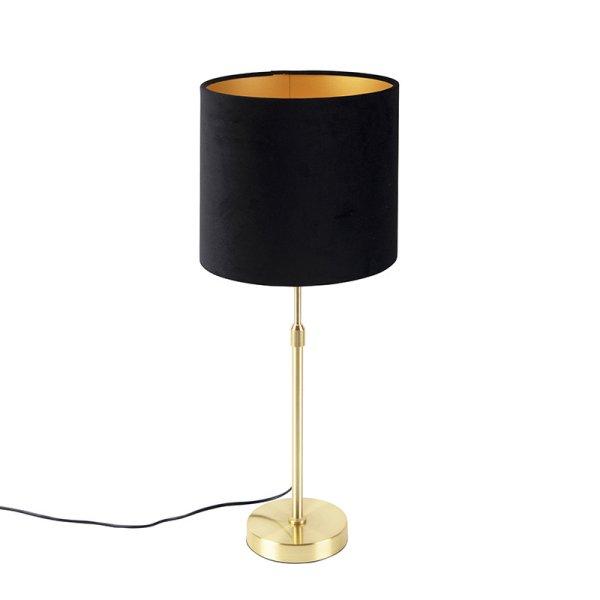 Asztali lámpa arany/bronz fekete bársony árnyékolóval 25 cm - Parte