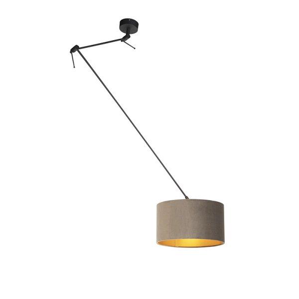 Függőlámpa fekete taupe bársony árnyékolóval, aranyozott, 35 cm - Blitz