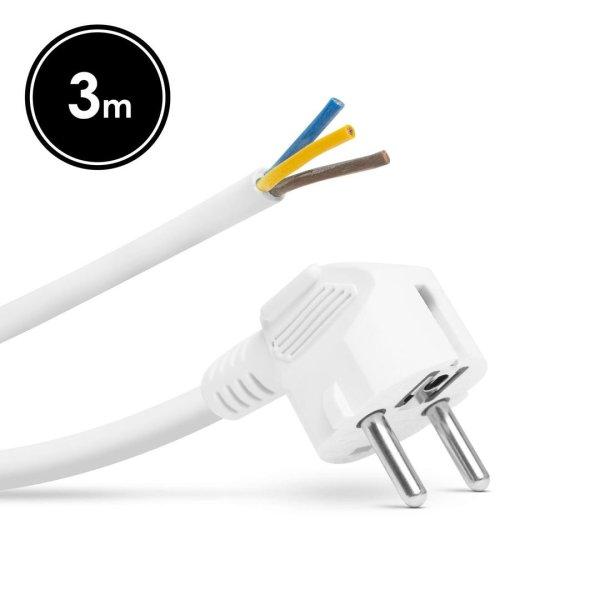 Hálózati szerelhető tápkábel dugóval - 3 m kábellel - 3 x 1,5 mm² -
fehér