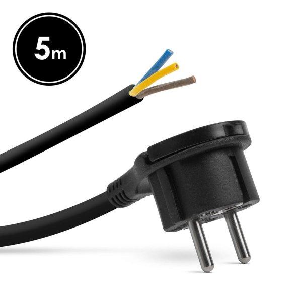 Szerelhető hálózati dugó - műanyag füllel - 5 m kábellel - 3 x 1,5 mm2 -
fekete