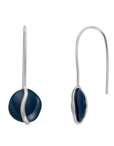 Skagen Divatos acél fülbevaló kék üveggel Sea Glass SKJ1812040