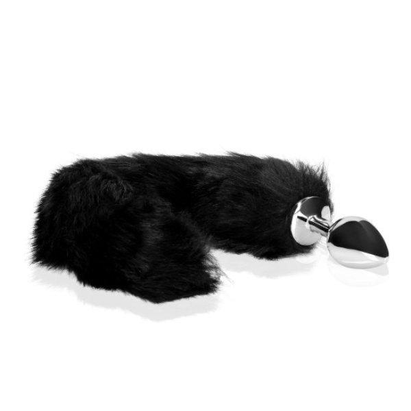 Ouch! Fox Tail with Metal Butt Plug Black