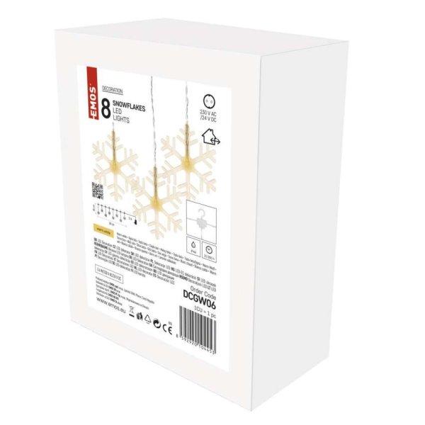 EMOS DCGW06, LED karácsonyi fényfüggöny – hópelyhek, 84 cm, beltéri,
meleg fehér