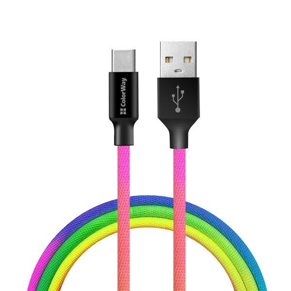 COLORWAY KABEL USB TYPE-C 2.4A 1M – MULTICOLOR (CW-CBUC018-MC)
