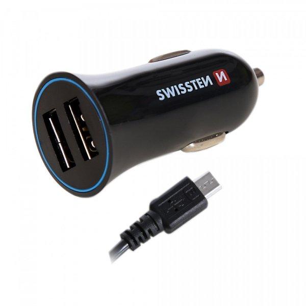 Swissten USB adapter 2× USB + USB-C kábel