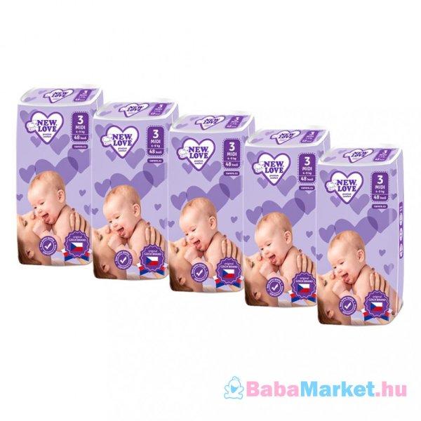 MEGAPACK Gyermek eldobható pelenka New Love Premium comfort 3 MIDI 4-9 kg 5x48
db