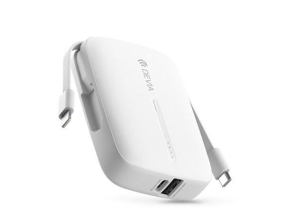 Devia Kintone Series - USB + Type-C - powerbank + Type-C/Lightning kábel -
10.000 mAh - fehér