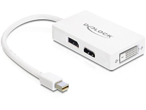DeLock mini Displayport 1.1 male > Displayport / HDMI / DVI-D (Dual Link)
female Passive Adapter White
