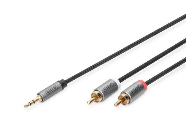 Digitus DB-510330-018-S Audio adapter cable, 3.5 mm stereo jack to RCA 1,8m
Black