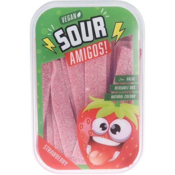 Sour Amigos Eper ízű savanyú gumicukor 300g