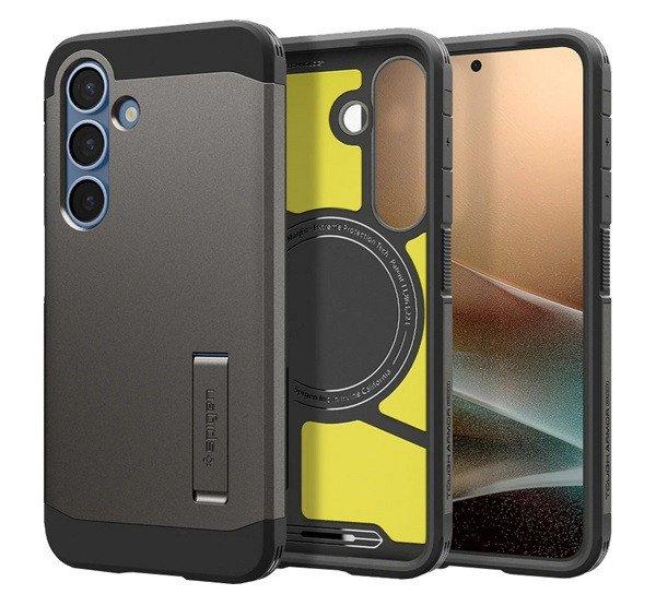 SPIGEN TOUGH ARMOR MAG műanyag telefonvédő (ütésállóság, kitámasztó,
MagSafe) SÖTÉTSZÜRKE Samsung Galaxy S25 (SM-S931)