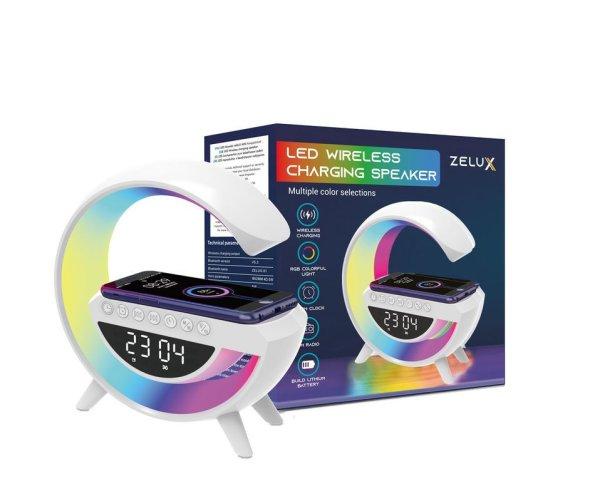 Zelux Multimédiás bluetooth hangszóró, vezeték nélküli töltőpad, RGB,
LED lámpa
