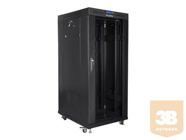 LANBERG free standing rack 19inch cabi27U 600x800 glass door LCD flat pack black