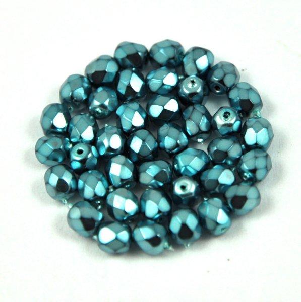 Cseh csiszolt golyó gyöngy - Higher Metallic Turquoise - 4mm