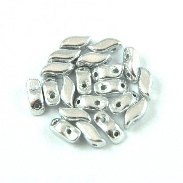 StormDuo - cseh préselt kétlyukú gyöngy - Silver - 3x7mm
