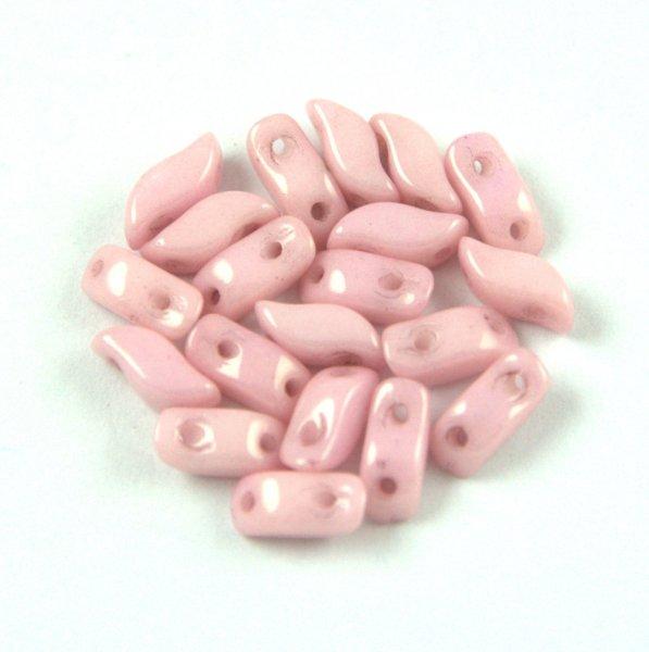 StormDuo - cseh préselt kétlyukú gyöngy - White Pink Luster - 3x7mm