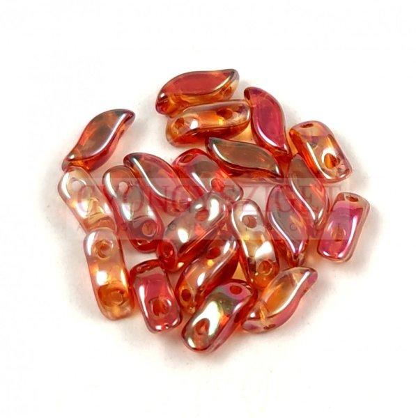 StormDuo - cseh préselt kétlyukú gyöngy - Crystal Peach AB Luster - 3x7mm