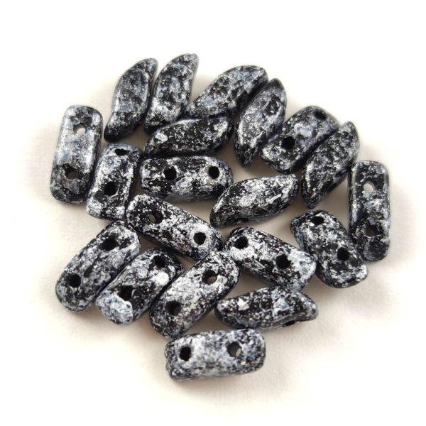 StormDuo - cseh préselt kétlyukú gyöngy - Jet Grey Tweedy - 3x7mm