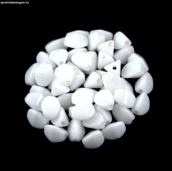Cseh préselt Pinch gyöngy - White - 5x3mm