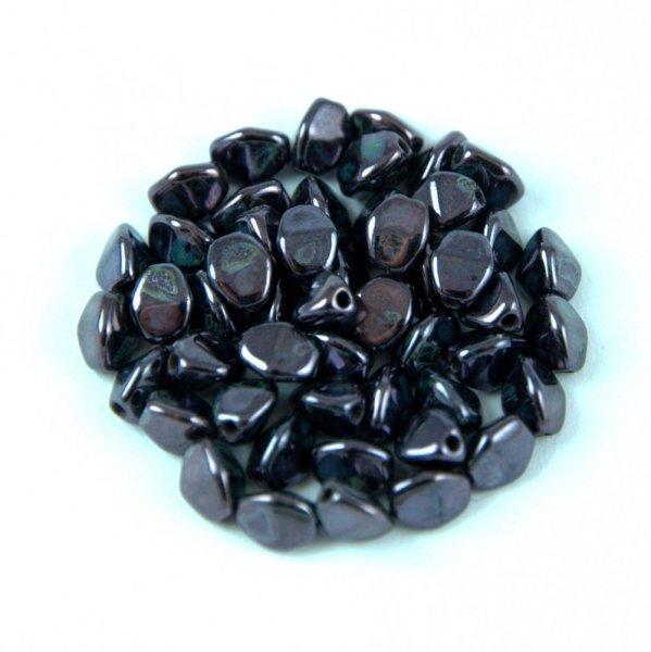 Cseh préselt Pinch gyöngy - Jet Green Brown Luster - 5x3mm