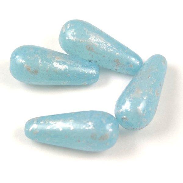 Cseh préselt csepp gyöngy - Crystal Aqua Luster Silver Patina - 20x9mm
(hosszában fúrt)