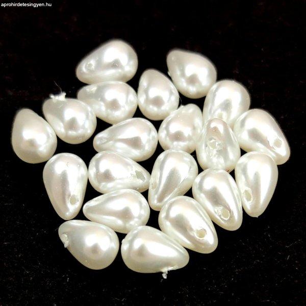 Cseh préselt csepp gyöngy - Pearl White - 4x6mm