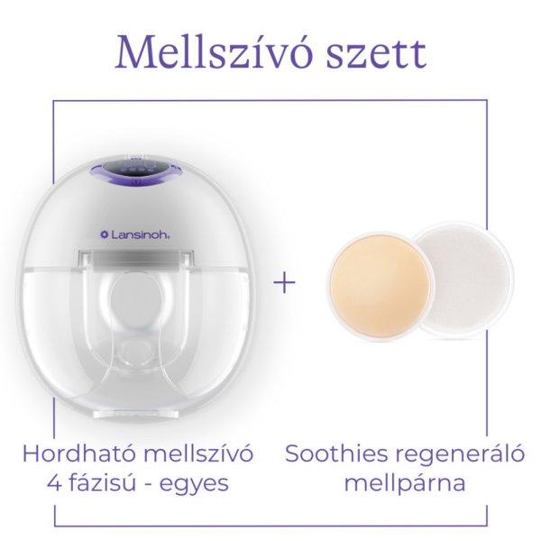 Lansinoh hordható mellszívó 4 fázisú egyes Soothies regeneráló
mellpárnával szettben
