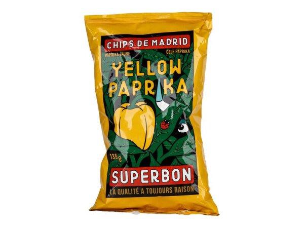 SuperBon Chips De Madrid Yellow paprika ízű kézműves burgonyachips 135g