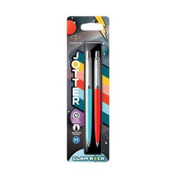 Golyóstoll szett, 0,7 mm, ezüst színű klip, piros és kék tolltest, PARKER
"Jotter Glam Rock", kék