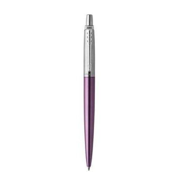Golyóstoll, 0,7 mm, ezüst színű klip, victoria ibolya kék tolltest, PARKER,
"Royal Jotter", kék
