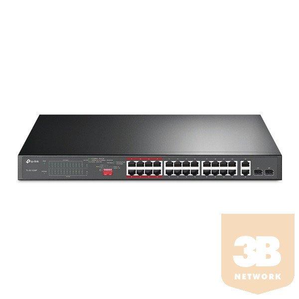 TP-LINK Switch 24x100Mbps (24xPOE+) + 2x1000Mbps + 2xGigabit kombó SFP,
TL-SL1226P
