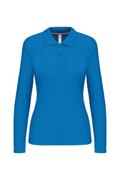 Női hosszú ujjú galléros piké póló, Kariban KA244, Tropical Blue-2XL