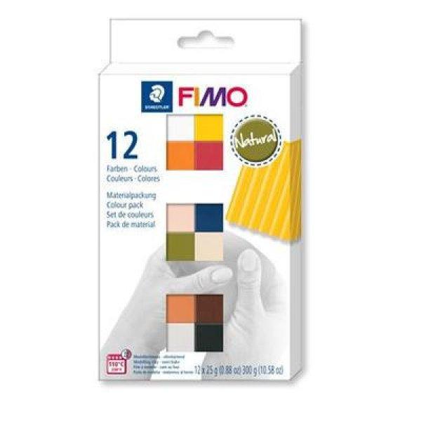 Gyurma, készlet, 12x25 g, égethető, FIMO "Soft Natural", 12
különböző szín