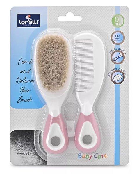 Lorelli Fésű és hajkefe természetes sörtékkel - blush pink 
