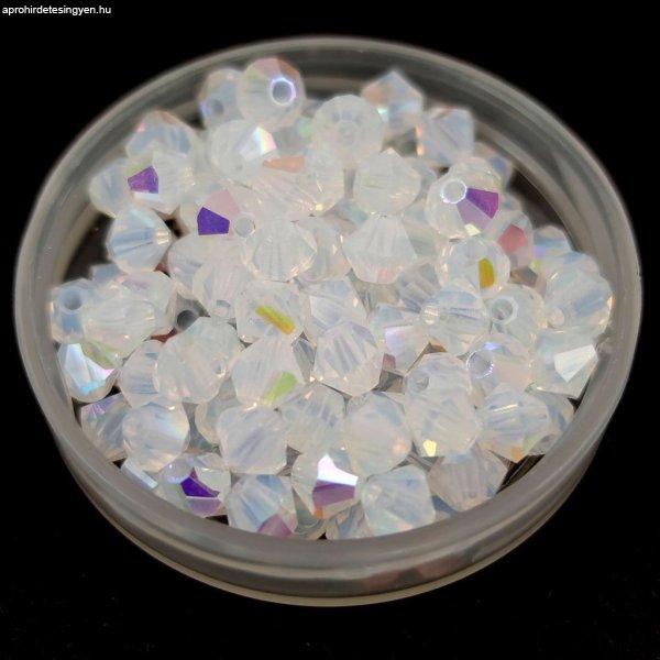 Preciosa bicone gyöngy - White Opal AB - 4mm