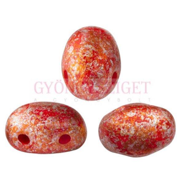Samos® par Puca®gyöngy - Opaque Coral Red Tweedy - 5x7 mm