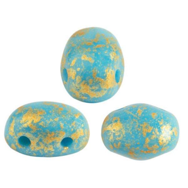 Samos® par Puca®gyöngy - Opaque Turquoise Blue Splash - 5x7 mm