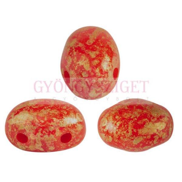Samos® par Puca®gyöngy - Opaque Coral Red Splash - 5x7 mm