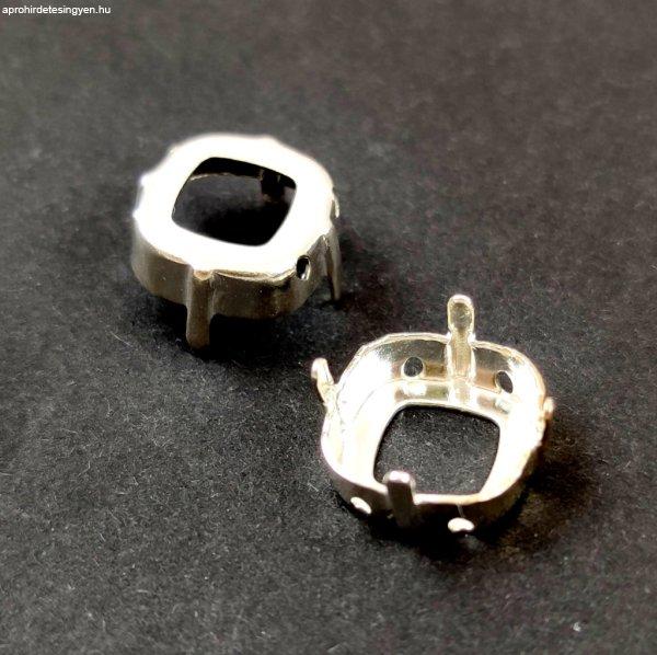 Foglalat - ezüst színű - Swarovski 4470 round square kristályhoz - 12mm
