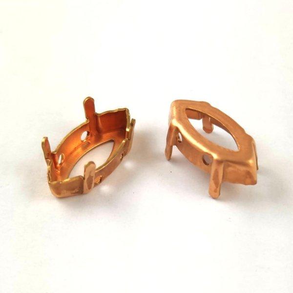 Foglalat - navette - réz színű - fűzhető - 15x7mm