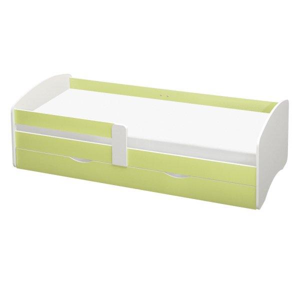 KONDELA Ágy ráccsal és tárhellyel 80x160, fehér/zöld, COCOLINO