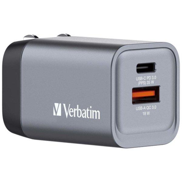 VERBATIM UTAZOADAPTER GNC-35, GAN, 1XUSB-C PD 35W, 1XUSB-A QC 3.0