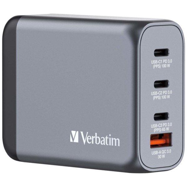 VERBATIM UTAZOADAPTER GNC-100, GAN, 2XUSB-C PD 100W, 1XUSB-C PD 65W, 1XUSB-A QC
3.0