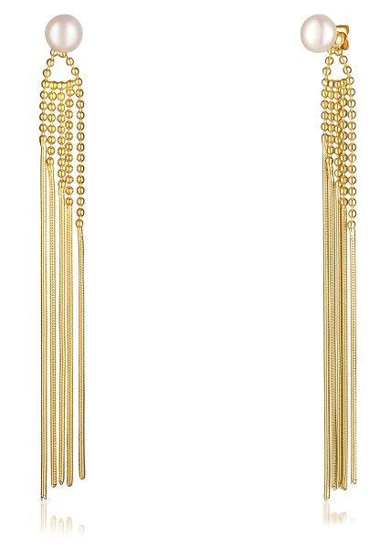 JwL Luxury Pearls Hosszú, aranyozott fülbevalók 2 az 1-ben valódi
gyöngyökkel JL0654