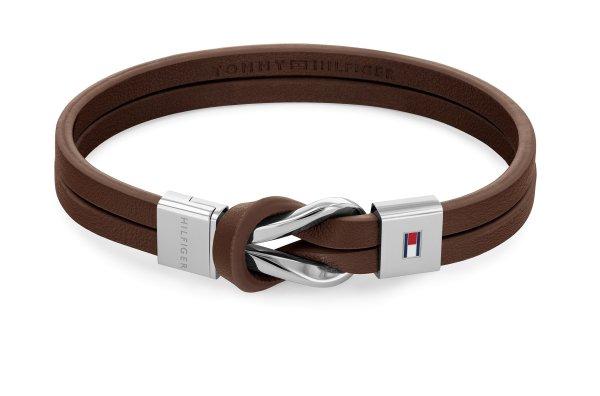 Tommy Hilfiger Modern férfi barna bőr karkötő Braided Knot 2790441