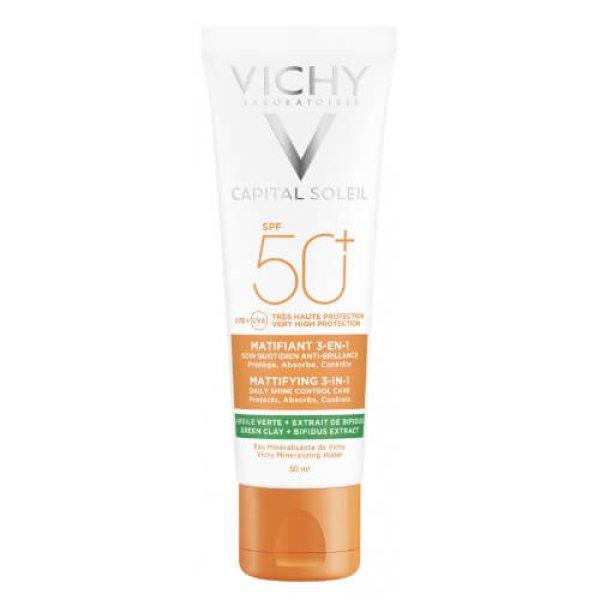 Vichy Mattító védő arckrém 3 az 1-ben Capital Soleil SPF 50+ (Mattifying 3
in 1) 50 ml